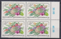 1974 , Mi 1444 ** (6) -  4er Block Postfrisch - Wiener Internationale Gartenschau - Gemüse - Neufs