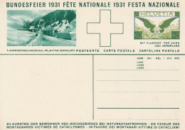 Suisse Entier Postal Illustré Aviation 1931 - Postwaardestukken