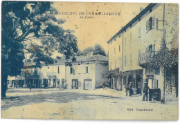 CPA SAINT MICHEL DE CHABRILLANOUX - La Place - Animée - Ed. Chambonnet - Other & Unclassified