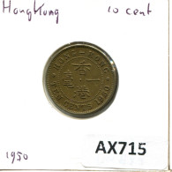 10 CENTS 1950 HONG KONG Coin #AX715.U.A - Hong Kong