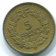 5 FRANCS 1945 FRANCE Pièce COLONIAL FOR USE IN AFRICA Lavrillier XF #FR1021.28.F.A - 5 Francs