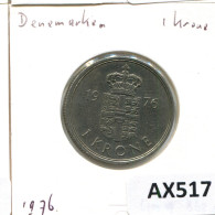 1 KRONE 1976 DINAMARCA DENMARK Moneda Margrethe II #AX517.E.A - Danimarca