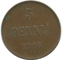 5 PENNIA 1916 FINNLAND FINLAND Münze RUSSLAND RUSSIA EMPIRE #AB226.5.D.A - Finland