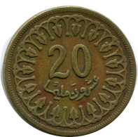 20 MILLIMES 1960 TUNISIA Islamic Coin #AH878.U.A - Tunesië