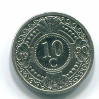 10 CENTS 1992 ANTILLES NÉERLANDAISES Nickel Colonial Pièce #S11355.F.A - Netherlands Antilles