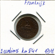 2 CENTIMES 1911 FRANCE Pièce Française #AK982.F.A - 2 Centimes