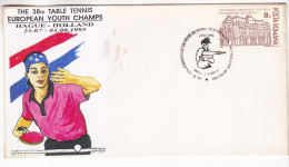 B264 38th Youth European Table Tennis Championships 1995 Hague, 25.07.1995 Cluj-Napoca Romania Postmark - Tenis De Mesa