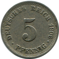 5 PFENNIG 1906 D DEUTSCHLAND Münze GERMANY #DB154.D.A - 5 Pfennig