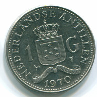 1 GULDEN 1970 NETHERLANDS ANTILLES Nickel Colonial Coin #S11906.U.A - Antilles Néerlandaises