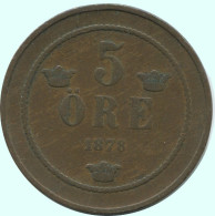 5 ORE 1878 SCHWEDEN SWEDEN Münze #AC587.2.D.A - Suecia