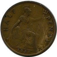 HALF PENNY 1931 UK GROßBRITANNIEN GREAT BRITAIN Münze #BA968.D.A - C. 1/2 Penny