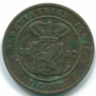 1 CENT 1857 INDES ORIENTALES NÉERLANDAISES INDONÉSIE INDONESIA Copper Colonial Pièce #S10030.F.A - Niederländisch-Indien