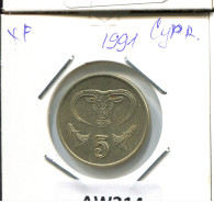 5 CENTS 1991 ZYPERN CYPRUS Münze #AW314.D.A - Cipro