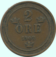 2 ORE 1902 SUÈDE SWEDEN Pièce #AC935.2.F.A - Suède