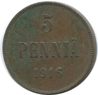 5 PENNIA 1916 FINLANDIA FINLAND Moneda RUSIA RUSSIA EMPIRE #AB134.5.E.A - Finlandia