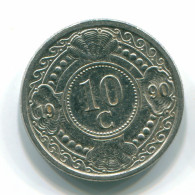 10 CENTS 1990 ANTILLAS NEERLANDESAS Nickel Colonial Moneda #S11352.E.A - Antilles Néerlandaises