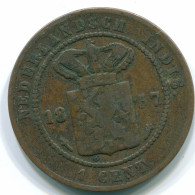 1 CENT 1857 INDES ORIENTALES NÉERLANDAISES INDONÉSIE Copper Colonial Pièce #S10036.F.A - Indes Neerlandesas