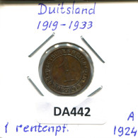 1 RENTENPFENNIG 1924 A GERMANY Coin #DA442.2.U.A - 1 Renten- & 1 Reichspfennig