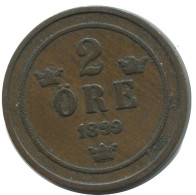 2 ORE 1899 SWEDEN Coin #AC963.2.U.A - Suecia