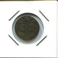 1745 HOLLAND VOC DUIT INDES NÉERLANDAIS NETHERLANDS NEW YORK COLONIAL PENNY #VOC2529.7.F.A - Indes Néerlandaises