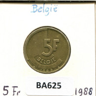 5 FRANCS 1987 DUTCH Text BELGIEN BELGIUM Münze #BA625.D.A - 5 Francs