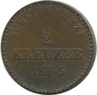 WÜRTTEMBERG 1/2 Kreuzer 1863 German States #DE10582.13.E.A - Sonstige & Ohne Zuordnung