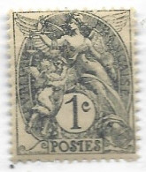 FRANCE N° 107 1C GRIS TYPE BLANC TYPEIA ARDOISE PALE NEUF SANS CHARNIERE - Nuevos