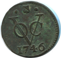 1746 UTRECHT VOC DUIT NETHERLANDS EAST INDIA NEW YORK COLONIAL PENNY #AE824.27.U.A - Dutch East Indies