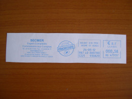 EMA Bleu Sur Fragment  HU 475137 AULNAY/BOIS  Avec Illustration SECMER - EMA (Printer Machine)