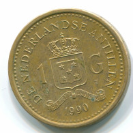 1 GULDEN 1990 ANTILLAS NEERLANDESAS Aureate Steel Colonial Moneda #S12107.E.A - Antillas Neerlandesas
