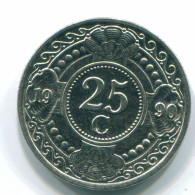 25 CENTS 1990 ANTILLES NÉERLANDAISES Nickel Colonial Pièce #S11257.F.A - Antillas Neerlandesas