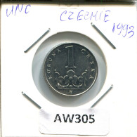 1 KORUNA 1993 CZECH REPUBLIC Coin #AW305.U.A - Repubblica Ceca