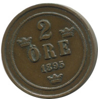 2 ORE 1895 SCHWEDEN SWEDEN Münze #AC949.2.D.A - Suède