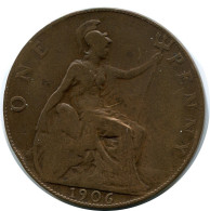 PENNY 1906 UK GBAN BRETAÑA GREAT BRITAIN Moneda #AZ857.E.A - D. 1 Penny