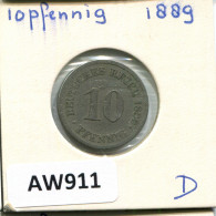 10 PFENNIG 1889 J ALLEMAGNE Pièce GERMANY #AW911.F.A - 10 Pfennig