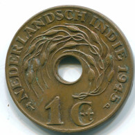 1 CENT 1945 P NIEDERLANDE OSTINDIEN INDONESISCH Koloniale Münze #S10361.D.A - Indes Neerlandesas