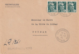 France Alsace Lettre Recommandée Provisoire Colmar Rue Du Nord 1945 - Covers & Documents