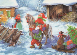 BABBO NATALE Buon Anno Natale GNOME Vintage Cartolina CPSM #PBA938.A - Kerstman