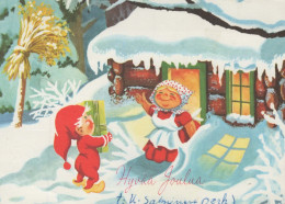 SANTA CLAUS Happy New Year Christmas GNOME Vintage Postcard CPSM #PAY554.A - Kerstman