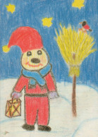 WEIHNACHTSMANN SANTA CLAUS Neujahr Weihnachten GNOME Vintage Ansichtskarte Postkarte CPSM #PAY183.A - Kerstman