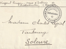 Suisse Lettre Camp Militaire Internement Bätterkinden - Postmark Collection