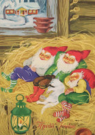 PAPÁ NOEL Feliz Año Navidad GNOMO Vintage Tarjeta Postal CPSM #PBL934.A - Kerstman