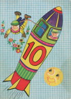 FELIZ CUMPLEAÑOS 10 Año De Edad NIÑO NIÑOS Vintage Tarjeta Postal CPSM #PBT877.A - Birthday