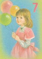 HAPPY BIRTHDAY 7 Year Old GIRL CHILDREN Vintage Postal CPSM #PBT821.A - Birthday