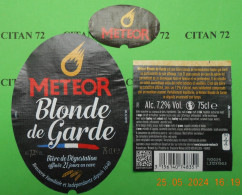 1  ETIQUETTE  De   BIERE    BRASSERIE  METEOR  BLONDE DE GARDE   67270  HOCHEFELDEN  75 CL - Beer