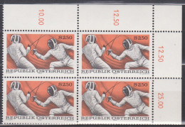 1974 , Mi 1456 ** (1) -  4er Block Postfrisch - Sport , Fechten - Unused Stamps