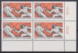 1974 , Mi 1456 ** (4) -  4er Block Postfrisch - Sport , Fechten - Nuevos