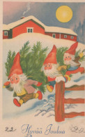 BABBO NATALE Buon Anno Natale GNOME Vintage Cartolina CPSMPF #PKG411.A - Kerstman