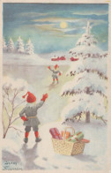 BABBO NATALE Buon Anno Natale GNOME Vintage Cartolina CPSMPF #PKG401.A - Kerstman