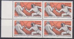 1974 , Mi 1456 ** (8) -  4er Block Postfrisch - Sport , Fechten - Unused Stamps